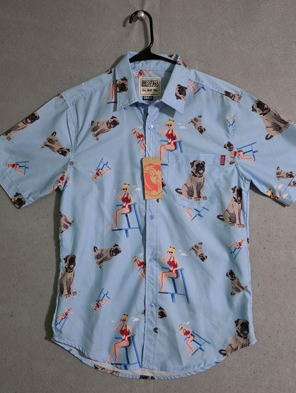 NWT RSVLTS Mens The Sandlot Weny Peffercorn & The Beast Button Up Shirt Size S